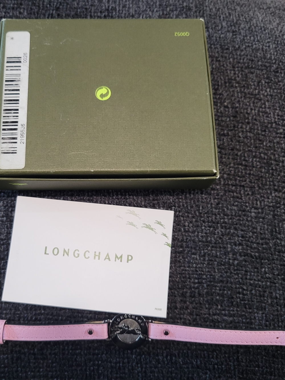 Longchamp Pink Leather Bracelet Strap with Branded Medallion
